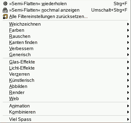 Inhalt des Filter-Menüs
